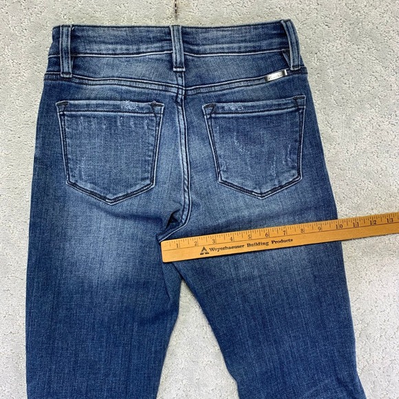 Kancan Jeans Womens High Rise Flare Jeans Blue Denim Frayed Hem Size 27 - Picture 12 of 14